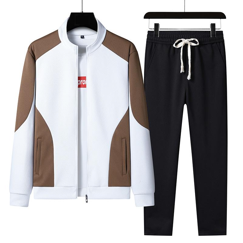 Ανδρική ανοιξιάτικη ζακέτα πουλόβερ με αθλητική φόρμα Plus Size Σετ δύο τεμαχίων