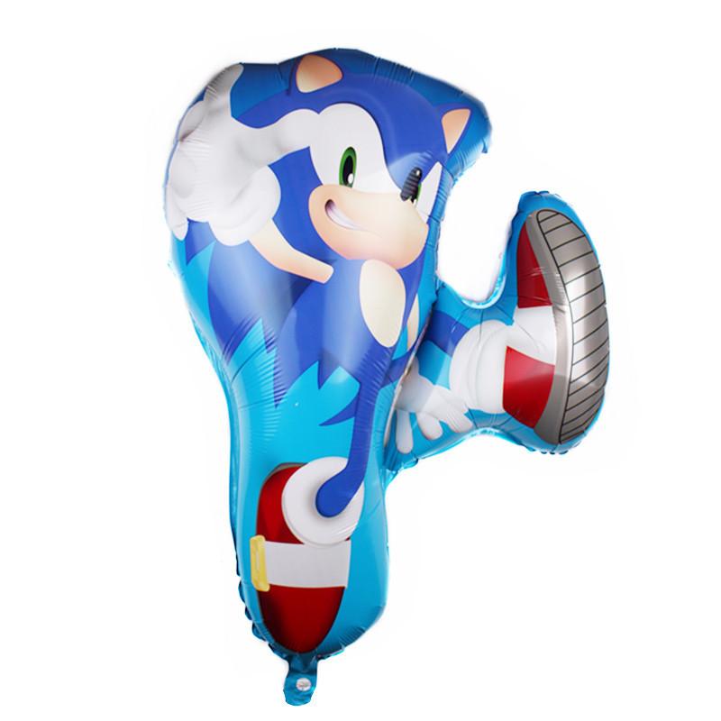 New Cartoon Sonic Balloon Blue Glitter Hedgehog Action Figure Toy Anime Baby Shower Birthday Party Decoration Supplies Kids Toy