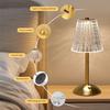 Kristall Retro Tischlampe Wiederaufladbar Touch-Schalter Sensor Schreibtischleuchte 3 Farben Dimmbar Für Schlafzimmer Hotel Restaurant Dekor Beleuchtung