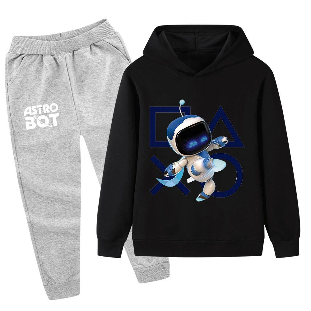 PB1338 2pcs/set Kids Boys Girls Astro Bot Printed Long Sleeves Hoodie Trousers Clothes Sets