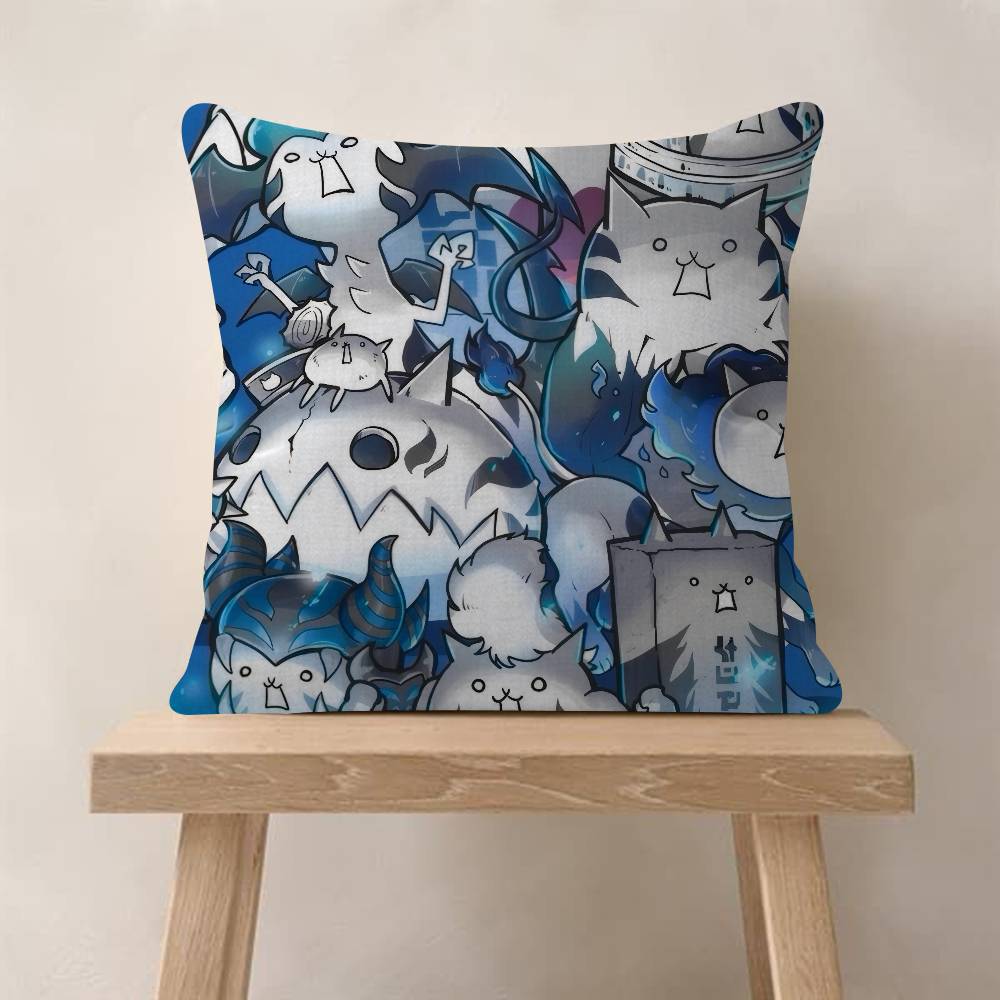 Game BBattle Cats Anime  Cushion Cover Car Throw Pillow Case For Sofa Car Christmas Gift 40x40cm 45x45cm
