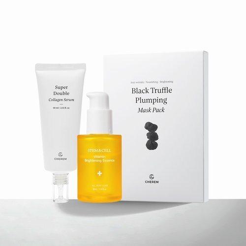 

Cherem Moisture, Elasticity, and Whitening 3-piece Set (Vitamin Essence 30ml + Super Double Collagen Serum 60ml + 5 Mask Packs)_636891