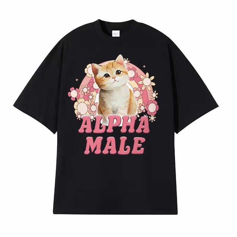 

Alpha Men Cute Cat Rainbow Women s T-shirt Fun Cat Memory Pattern T-shirt Fashion Retro Short Sleeve T-shirt Street Wear S