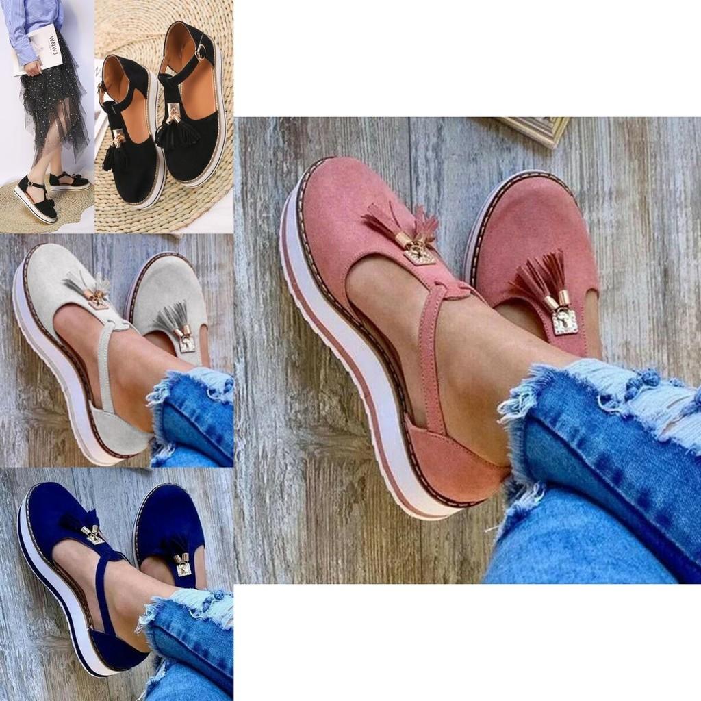 Comfortable Women Tassel Round Toe Shoes Casual Flats With Breathable Material