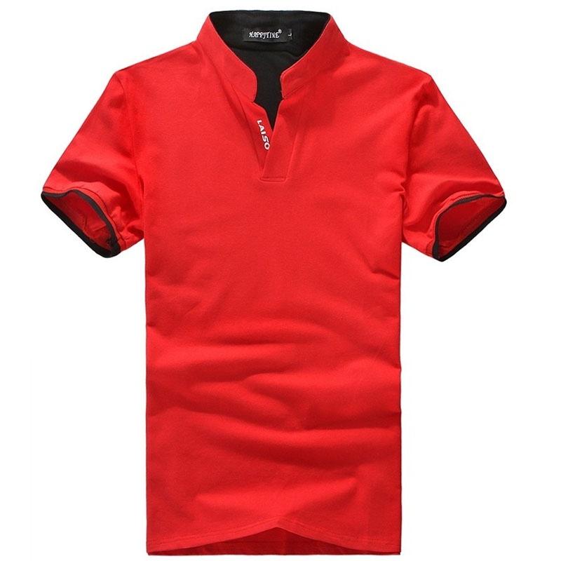 Fashion V Mens Neck Short Sleeve T Shirts Polo Shirt Mens Clothing Tops