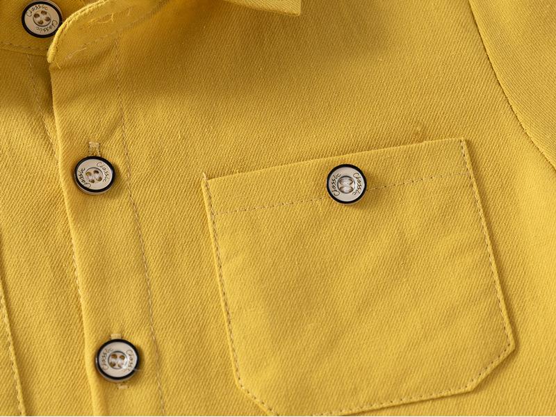 2025 Boys' Double-Pocket Long-Sleeve Square-Collar Shirt