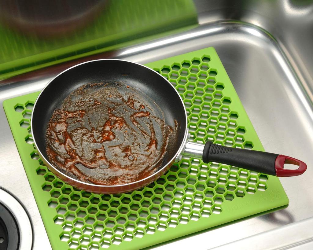 OIZUMI Synthetic Sink X Reduces Water Silicon Honey 39945 Mat, Green, 30.7 27.3 Cm, Splashes, Mat,
