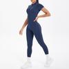 New Tight Fitting Backless Hollow Short Sleeved Pants Jumpsuit, Sports Running Fitness Jumpsuit, Yoga Suit
