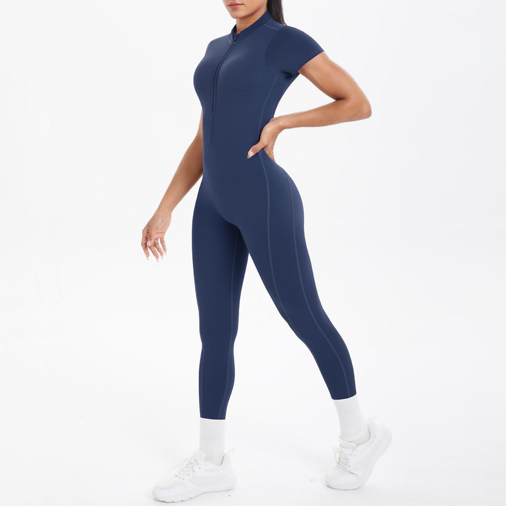 New Tight Fitting Backless Hollow Short Sleeved Pants Jumpsuit, Sports Running Fitness Jumpsuit, Yoga Suit