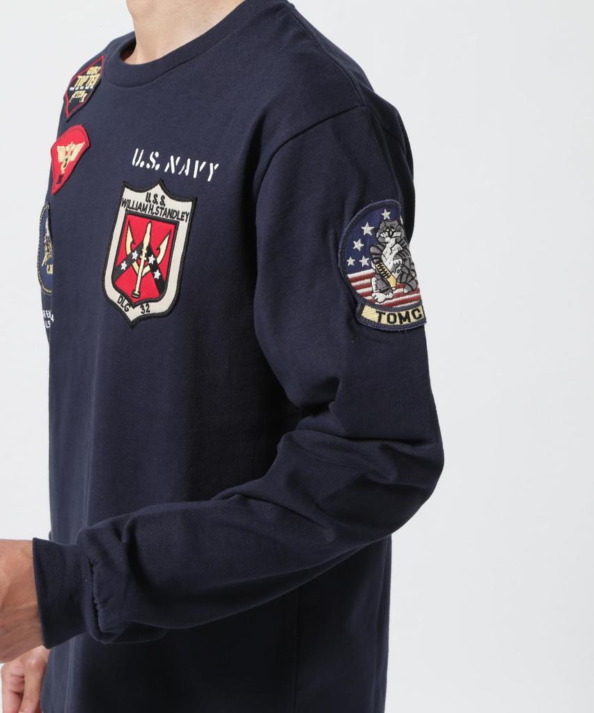 AVIREX TOP GUN PATCHED L/S T-SHIRT 783-3930018 Men's M 120 Navy