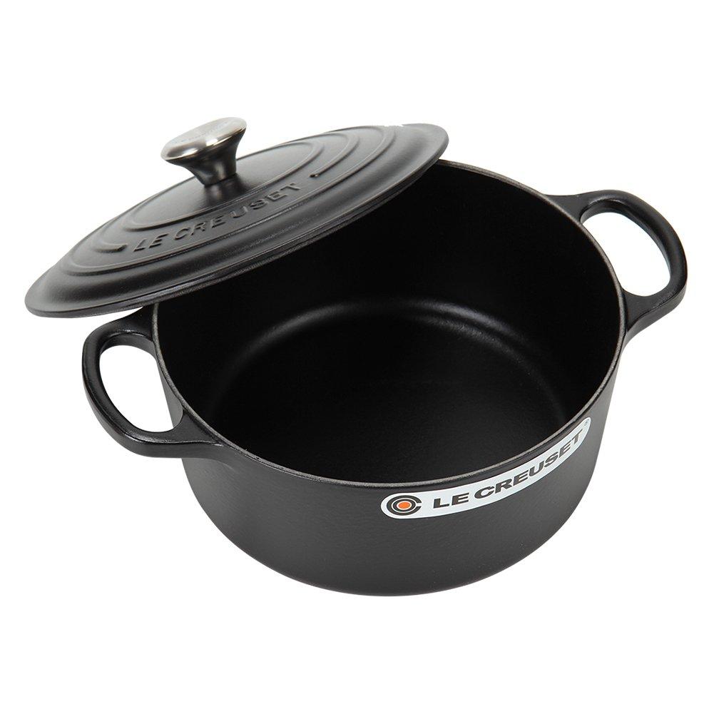 Le Creuset SIGNATURE Signature Runde Cocotte 22cm Runde Cocotte Schwarz Matt Schwarz Topf Neues Leben [Le Creuset] Zweihändig [Artikel]