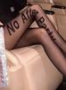 1 Pc Women'S Black Sheer Tights Letter Print, Versatile Hosiery For Daily Casual Wear & Subculture Outfits