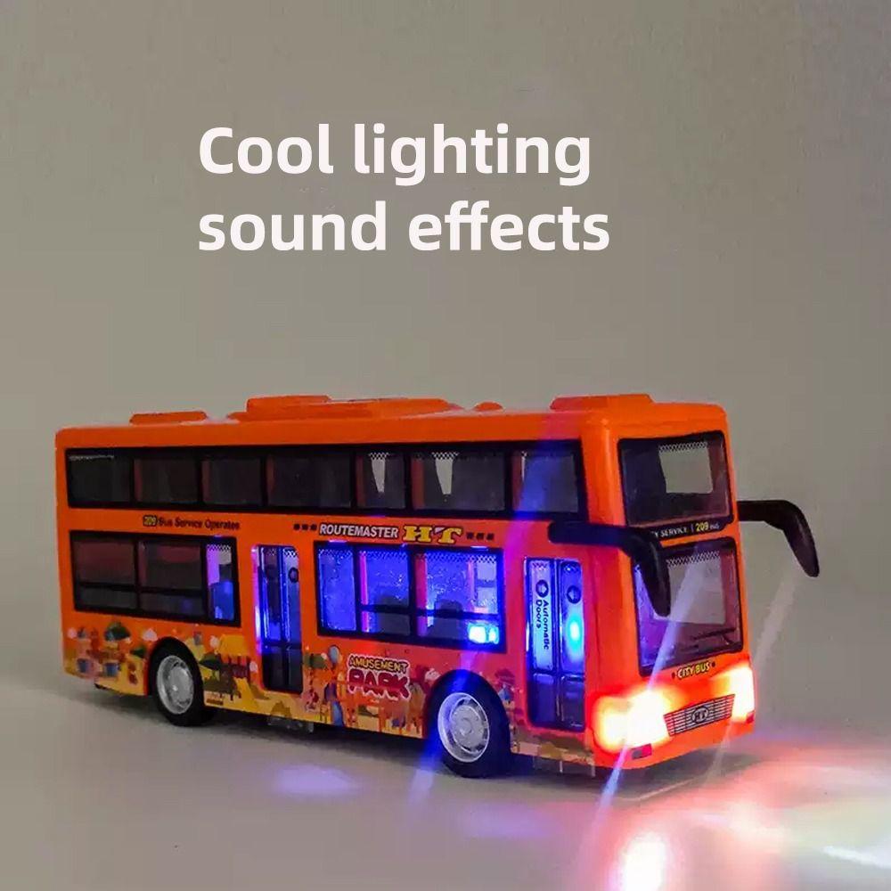 Friction Powered Double Decker Bus Model Light Music Sightseeing Bus Model  Kids Student
