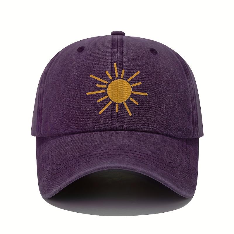 Casquette de baseball imprimé Soleil Doré Casquette rétro légère délavée réglable pour hommes et femmes Adjustable blue
