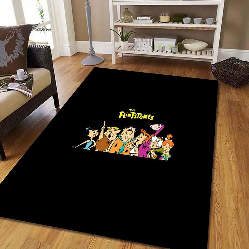 The Flintstones2 Flannel Pattern Square Carpet,Area Rug,Carpet Rug for Living Room Bedroom Sofa Playroom Decor,Non-slip Floor Mat