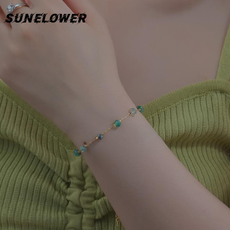 JMJM Colorful Gravel Bracelet Exotic Temperament Stainless Steel Bracelet Black Bead Jewelry