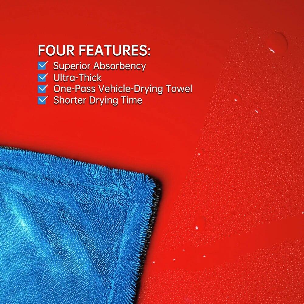 Детализация King 1200GSM микрофибра автомобильное сушильное полотенце с двойной скруткой — фото 4