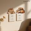 Self-adhesive Cartoon Animals Flowers Butterflies Switch Wall Stickers Puppy Kitten for Bedroom Living Room Home Decor