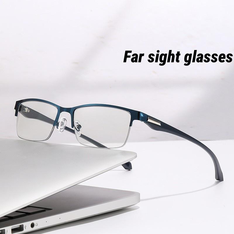 

Женские Мужские Очки для Чтения Защита от Синего Света Деловые Полуободковые Минусовые Очки для Близорукости Металлическая Оправа Минусовое Зрение Очки Диоптрии -4.0