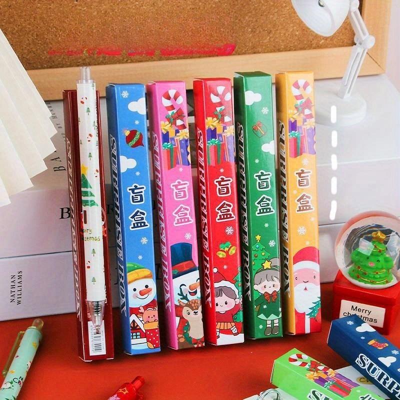 600pcs Christmas Surprise Blind Box Neutral Pen Creative Cartoon Sign Pen Student Press-move Question Brushing Pen Christmas Gift 0.5mm