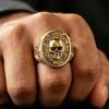 European & American Retro Men's Rose Skull Ring: Antiqued Gothic Biker Design