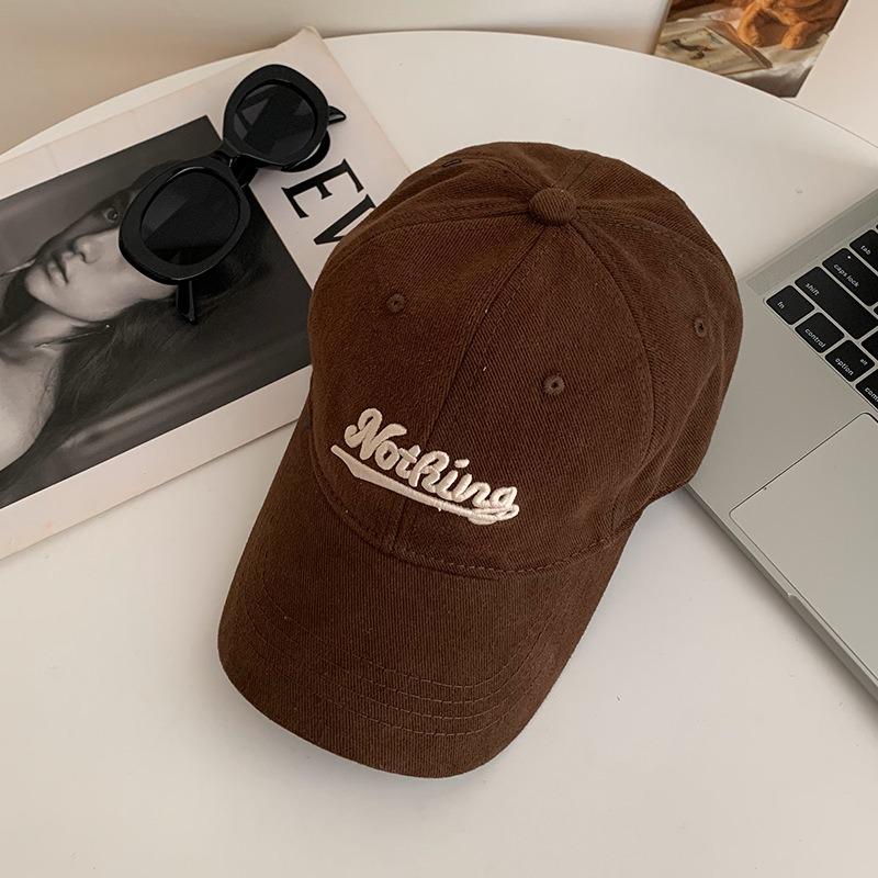 Hat Female peaked cap Deepened and widened face Small soft top baseball cap Men's versatile letter embroidered sun hat