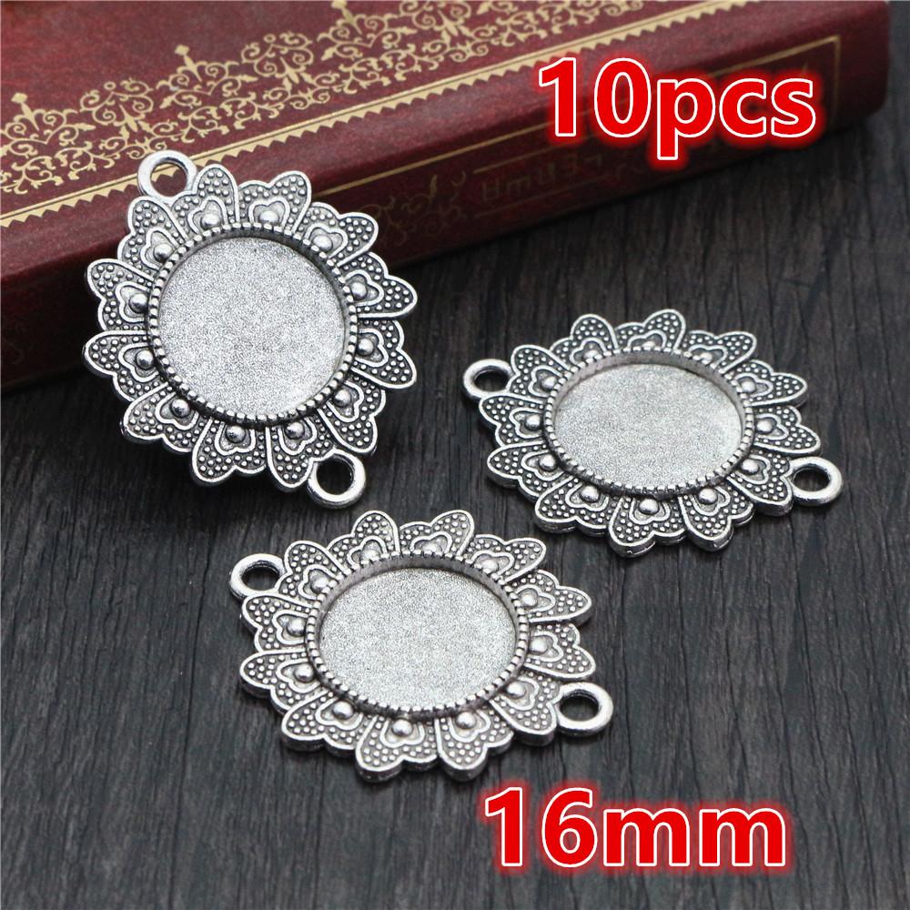 5-15pcs 16mm 18mm Inner Size Pendant Cabochon Blank Base Setting Bezel Tray DIY Jewelry Making Accessories for Necklace Keychain