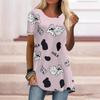 Plus Size Women Summer Sexy Lips Printed Comfy Short Sleeve Round Collar T-shirt Casual Baggy Mid Length Tee Tops