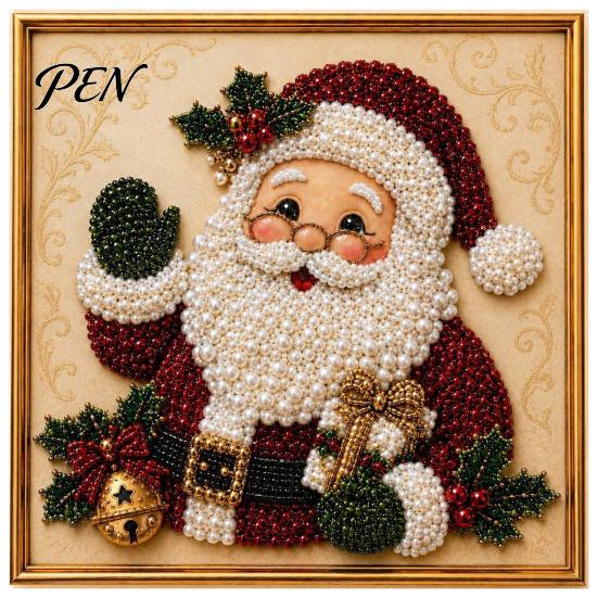 Full Drill Gem Art for Beginners DIY Christmas Faux Pearl Painting Kit with Frame, Santa Creative Gift Crafters Beads Craft Adults Beginner, Handmade