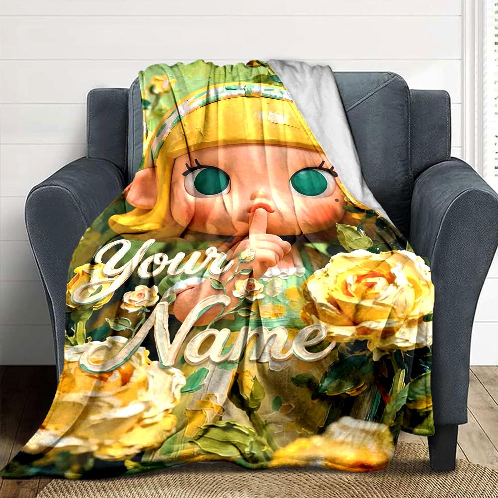 Pop Mart Personalized Text Blanket Throw Personalized Blanket Soft Warm Cozy Suitable for Bed Chair Office Seaside Four Seasons Universal