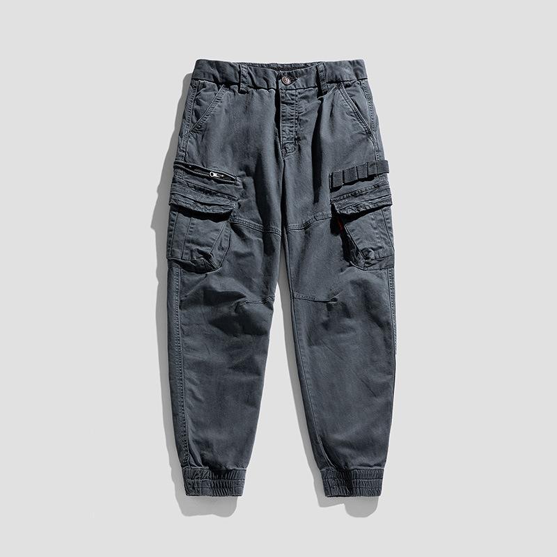 

Men s summer leggings overalls retro overalls men s casual overalls multi-pocket cotton 38 серый