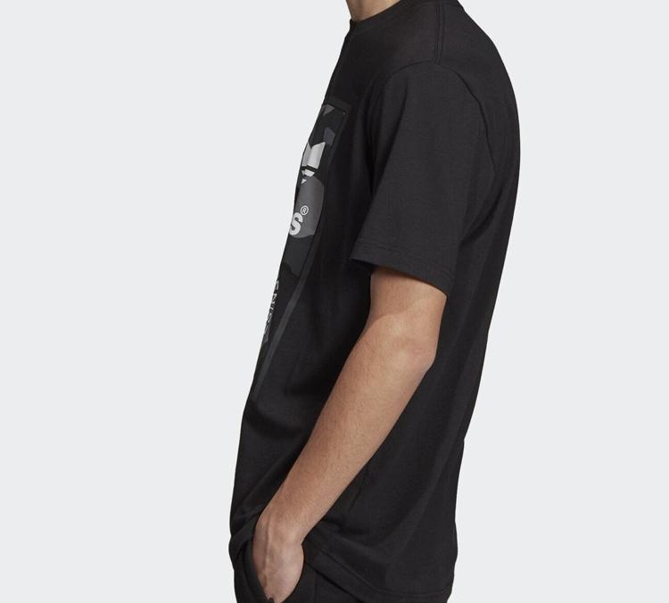 Adidas Originals Tongue Mark T Shirts Men's Black Crew Neck Moderate Straight Fit ED6965