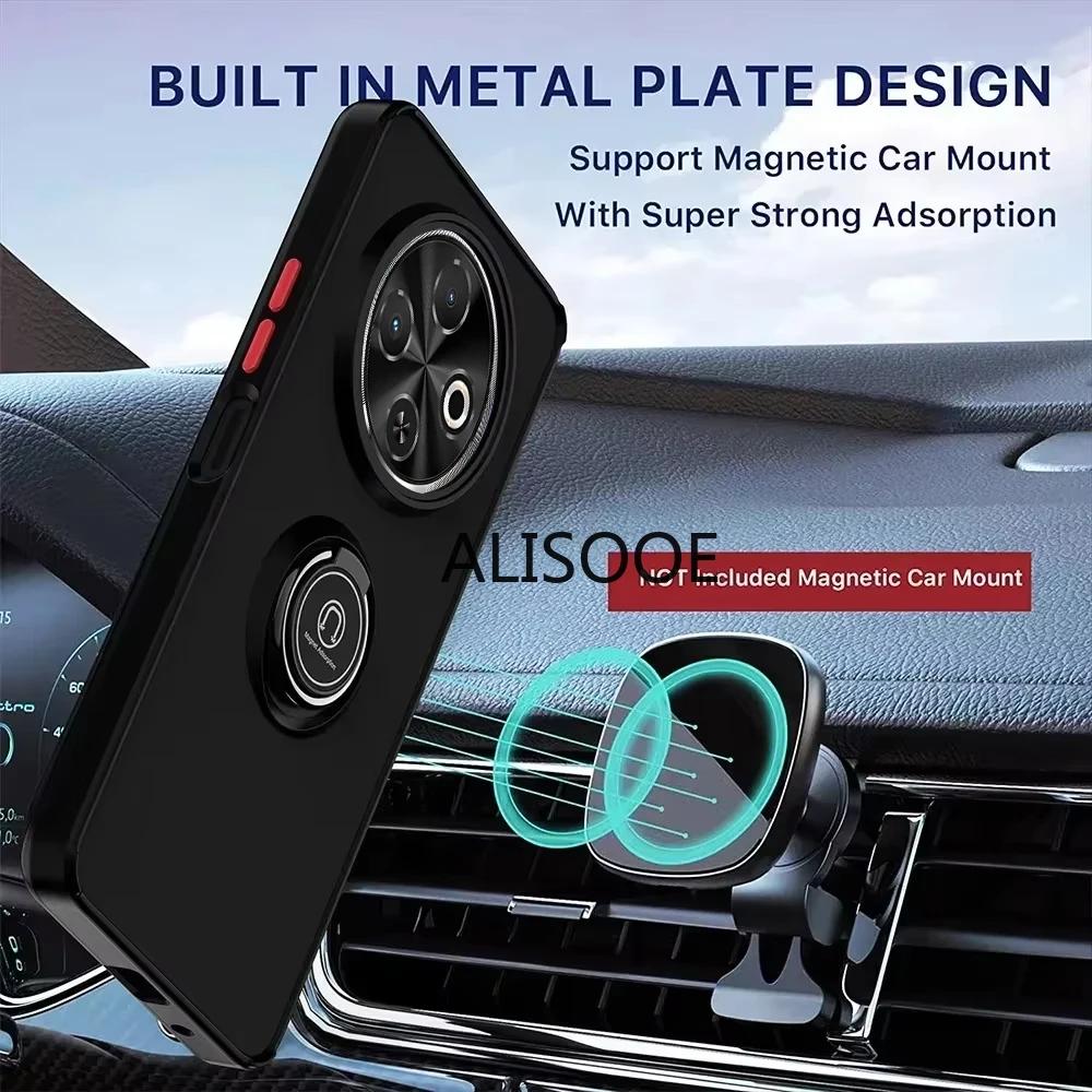 Shockproof Armor Funda for Tecno Spark 30C (4G) Case Translucent Ring Stand Holder Cover for Tecno Spark 30C (KL5, Kl5n) Cover