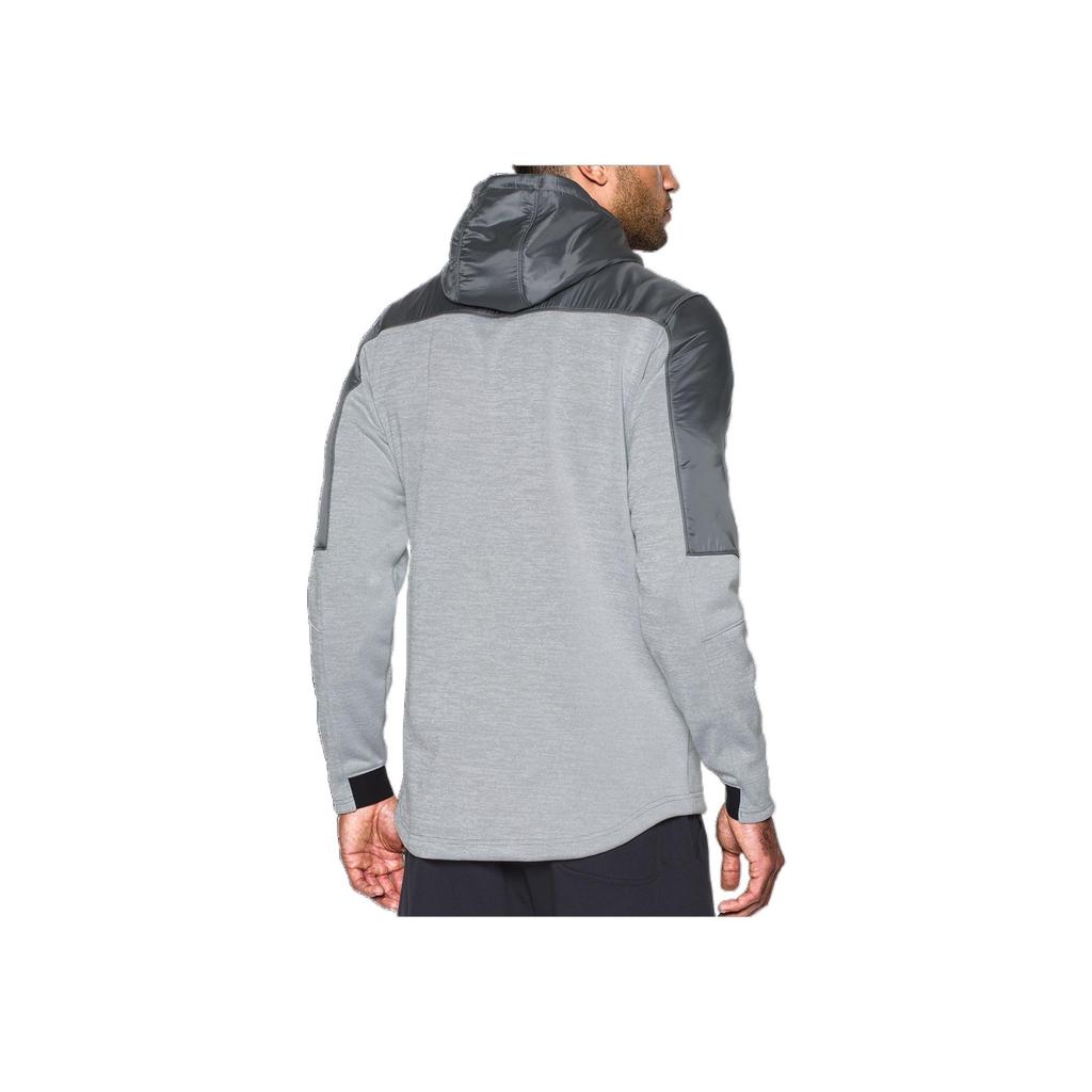 Under Armour Pursuit Swacket Solid Color Logo Zip-Up Hooded Jacket Men Jackets Gray 1289472-025