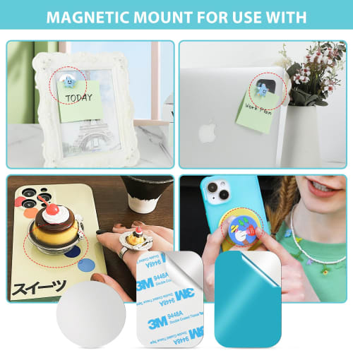 AYAMINA Steel Plates, Magnetic Support Plates with Double-Sided Tape, for Suction Cups, 65x45mm, Set of 12