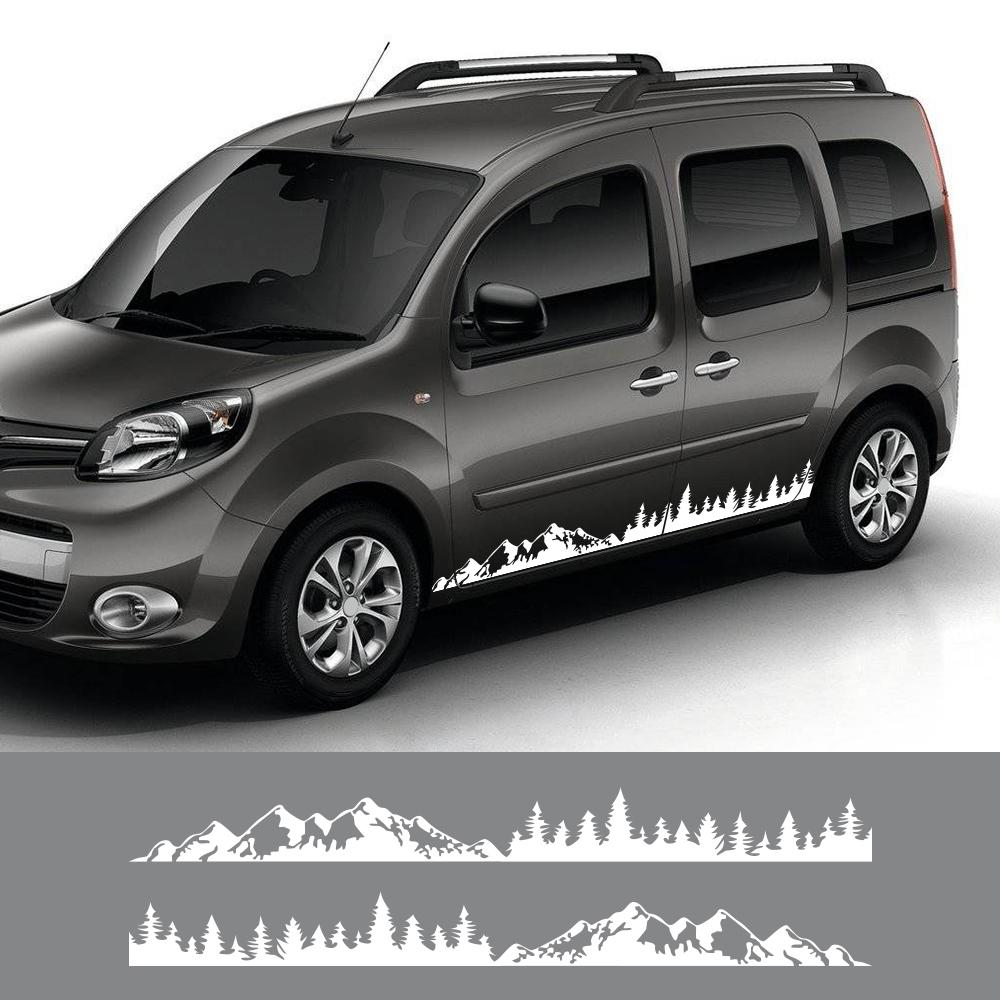 Car Side Door Stickers For Renault Kangoo 1 2 3 4x4 MK1 MK2 MK3 Van Mountian Tree Graphics Vinyl Decals Auto Tuning Accessories