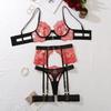 2026 Premium Sexy Women's Intimates Lingerie Set Underwear Floral Embroidery Lace Garter Belt Bra Set Luxury Intimates