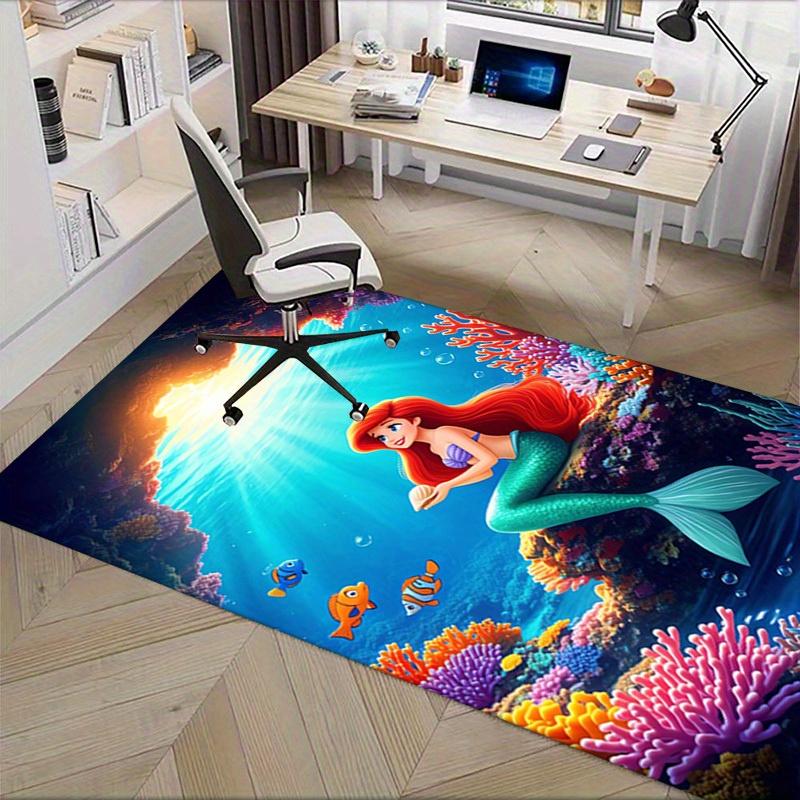 1pcOffice Carpet, Under Chair Rug, Gift for Home Decor, Mermaid Theme Underwater World Design