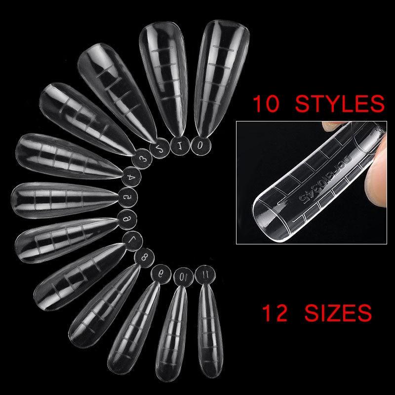 120pcs Kit Plastic Curve False Nails Art Dual Form French Tips Gel Extension Mode Acrylic Manicure Tool Accessories Sets