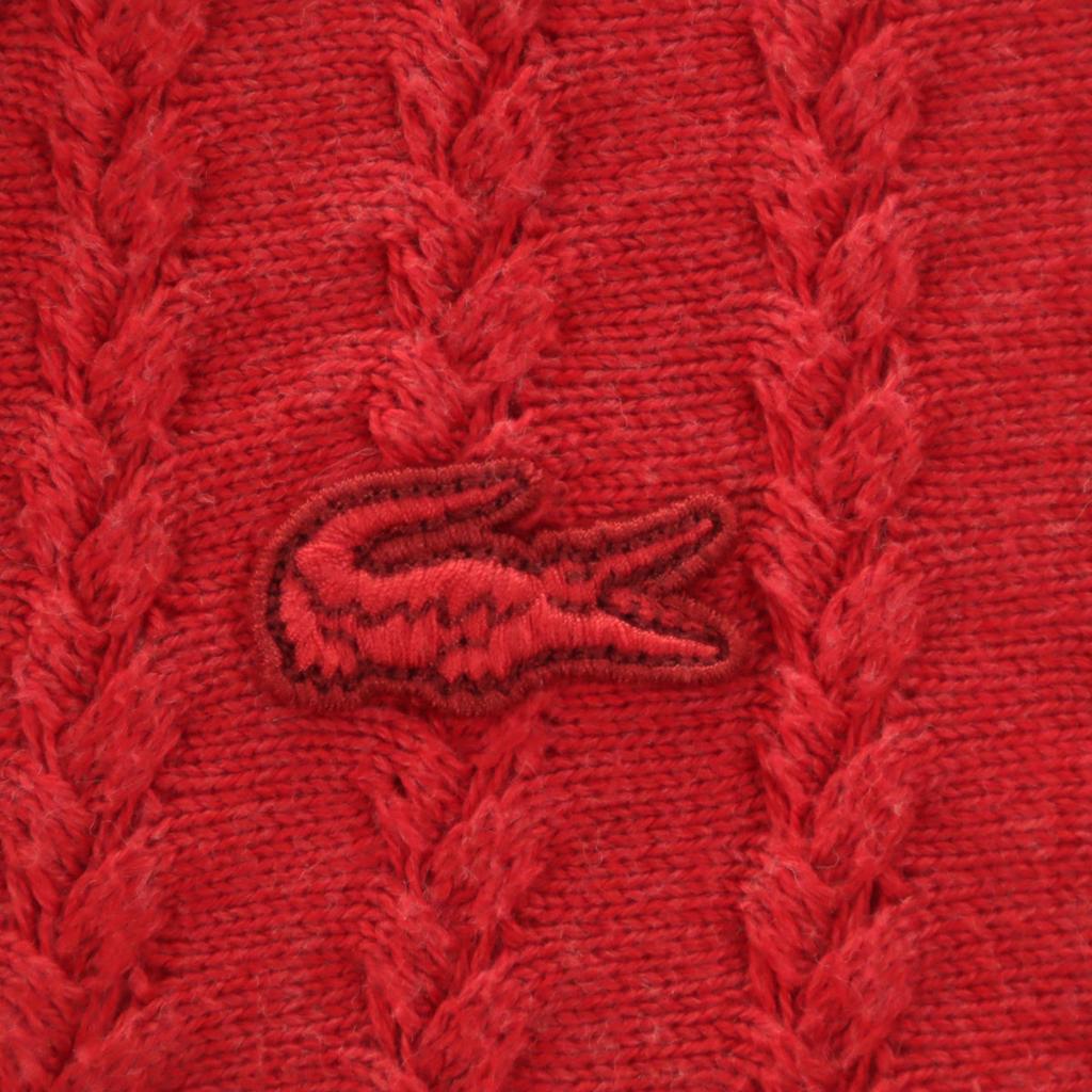 LACOSTE Long sleeve V-neck Layered knit 34 Red sweater Women Used