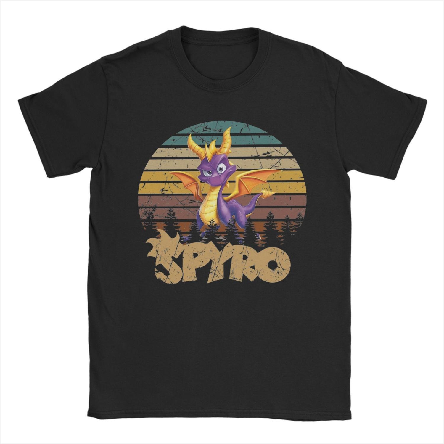 

Винтажные футболки Spyro the Dragon для мужчин, хлопковая футболка с круглым вырезом, футболка с коротким рукавом, топы 4XL 5XL 6XL S