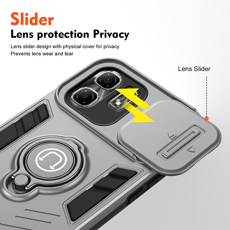 For Infinix Hot 50i Slide Camera Lens Protector Armor Case For Infinix HOT 50I Magnetic Military Grade Bumpers Ring Phone Cover