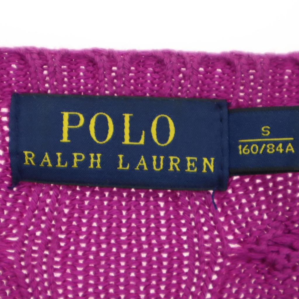 Beauty products POLO RALPH LAUREN One point logo Long sleeve Cable knit cotton knit Women Used