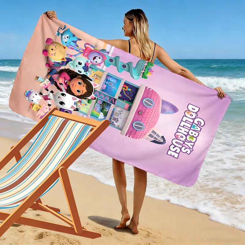 Asciugamano da Spiaggia con Stampa Gabby Dollhouse, Asciugamano Grande Morbido ad Asciugatura Rapida per Spiaggia Campeggio Nuoto