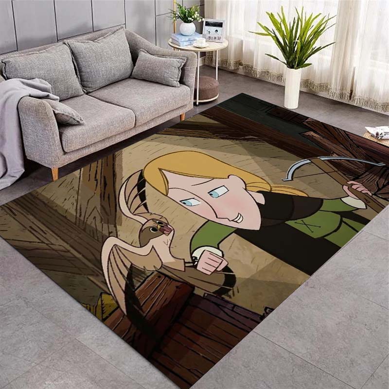 Wolfwalkers Cartoon Girl Owl Anti-slip Flannel Rug Fantasy Anime Floor Doormat Soft Carpet Bedroom Living Room Gift For Movie Fans