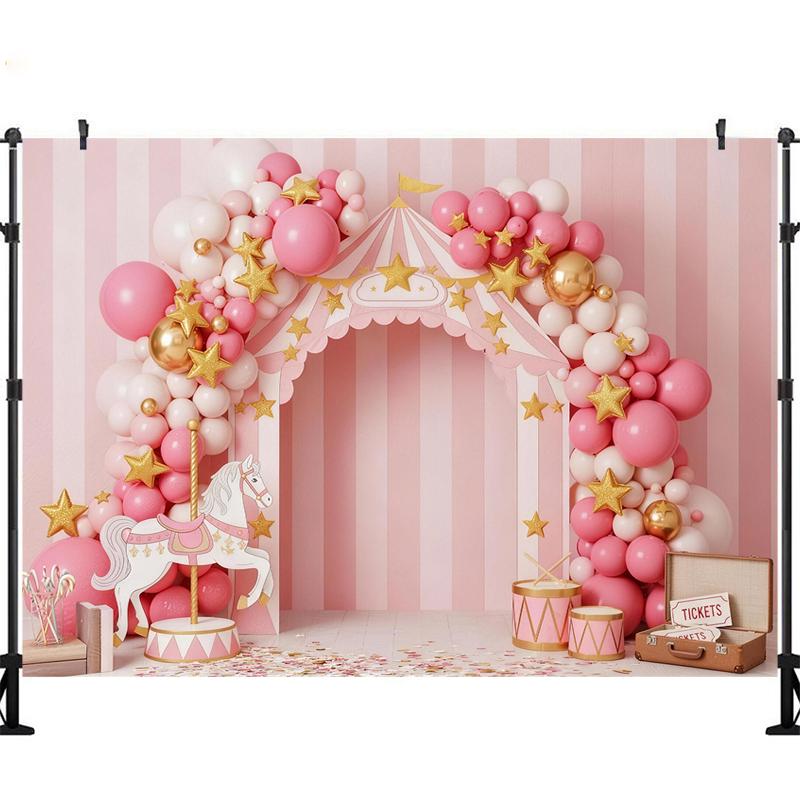 LS Circus Carnival Balloon Backdrops Kids Adult Photography Props Child Adult Photocall Decors Cake Smash Birthday Backgrounds
