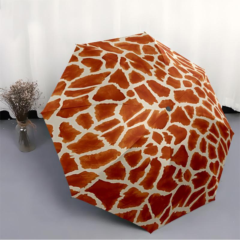 1pc Giraffe Print Automatic Open/Close Umbrella Compact Folding Umbrella, All-Season Portable Umbrella for Women/Men F1124235