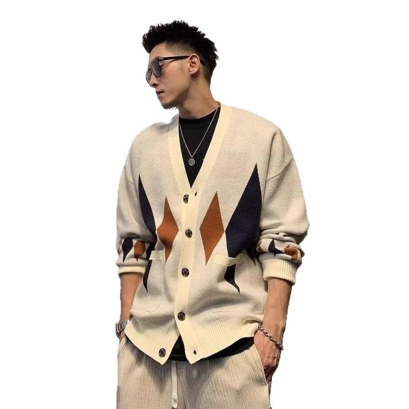 Cardigan en maille tendance coupe ample pour homme - Style Hong Kong High Street Printemps