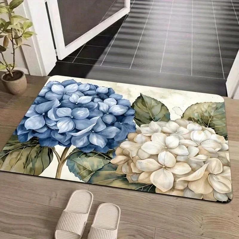 1PC Colorful Wooden Welcome Pattern Door Mats Kitchen Rug Non-Slip Pop Bathroom Rugs Bath Mat Carpet for Home Sink Laundry Decor