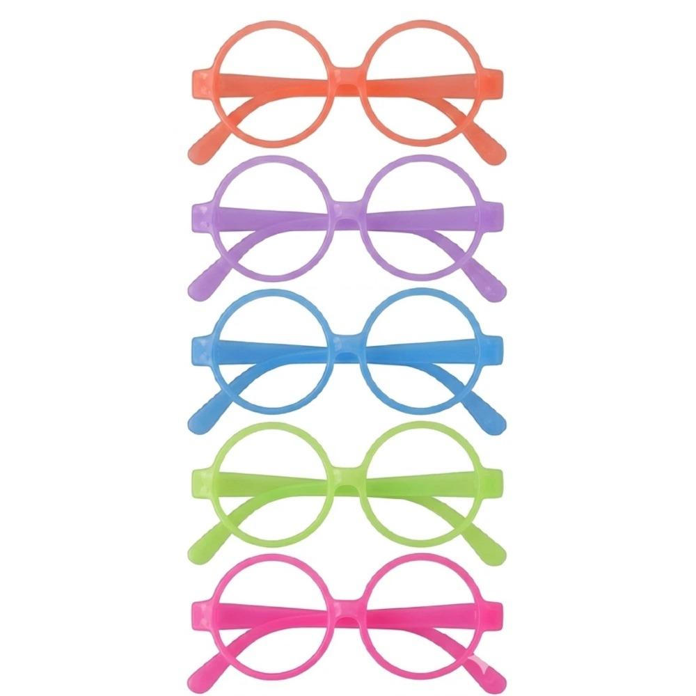 5/10Pcs Colorful Glowing Glasses Creative Fluorescent Glasses Party Favors Light Up Glasses  Cosplay 5Pcs Round Frame